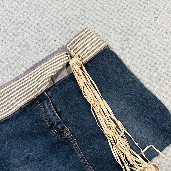 vintage low rise boho belted dark wash denim jean micrio mini skirt y2k neeso - Picture 3 of 7